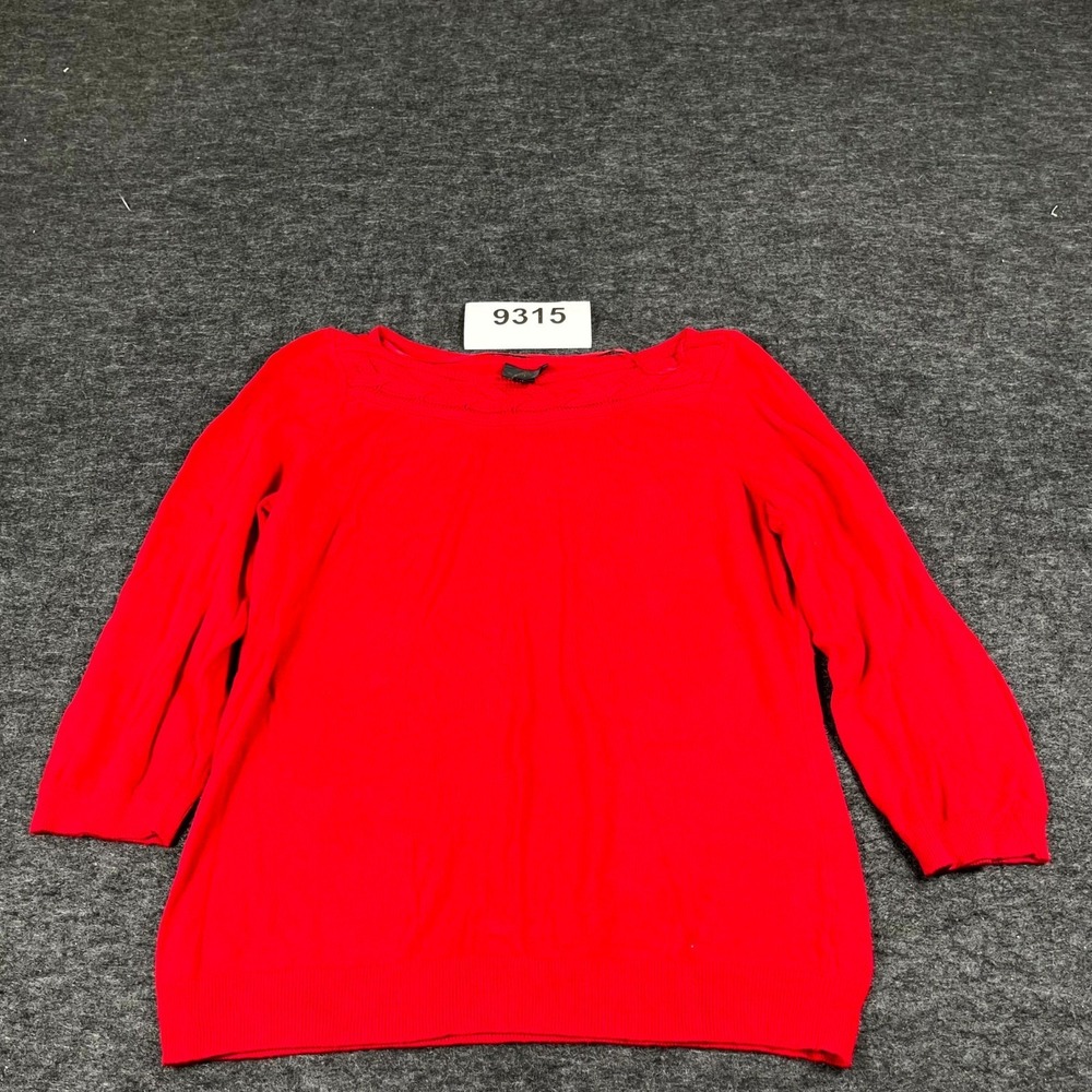 Worthington Sweater Womens Large Petite Red Cable Knit Cotton Boat Neck Casual